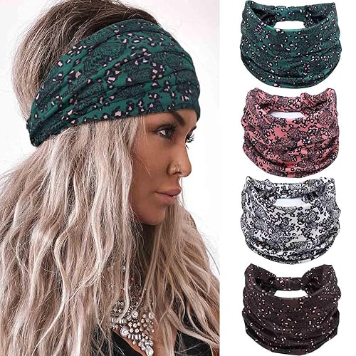 Miniatura 8 de Acenail Diademas anchas para mujer, diadema de turbante anudada, elásticas, antideslizantes, bandas para la cabeza, bandas deportivas para yoga,