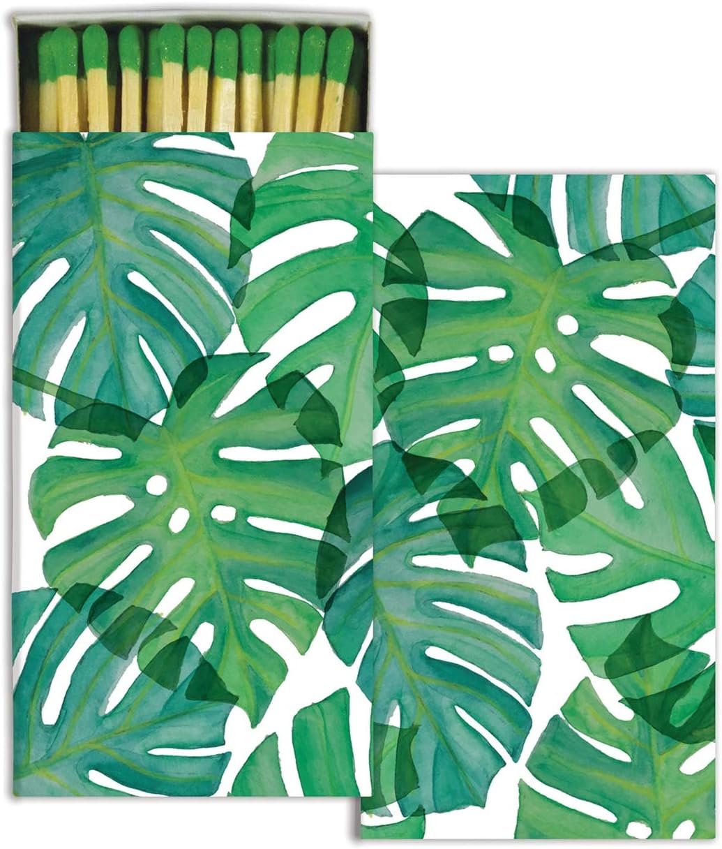 MY SWANKY HOME Green Leaf Painting Botanical Matches| Set 10 Graphic Paper Long Fireplace