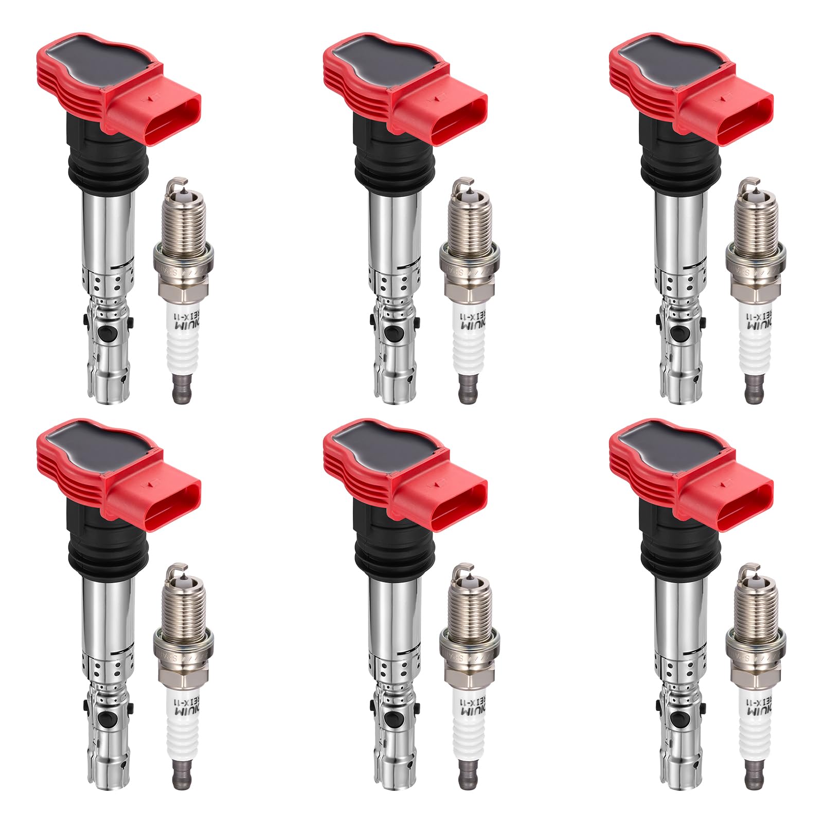 BDFHYK 6 Ignition Coil Pack UF483 and 6 Iridium Spark Plug 7092 Compatible with Audi 2002-2005 A4, 2002-2006 A4 Quattro, 2002-2004 A6, 2002 2004 A6 Quattro 3.0L L6 Coil for GN10444 6739301 1788338