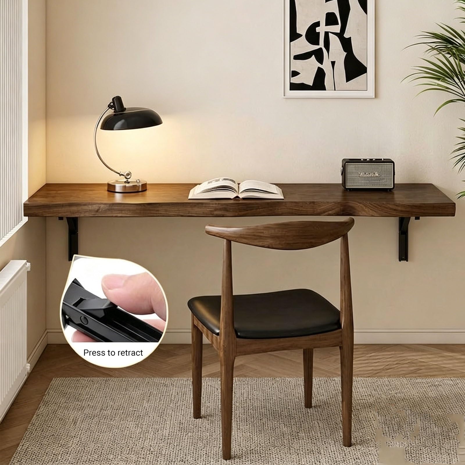 Massivholz Drop-Leaf Wandklapptisch, Schwebender Wandmontierter Klapptisch für Kleine Räume Küche Waschküche Schlafzimmer Home Office,Balkon(2in,150x40CM/59.1x15.7IN)