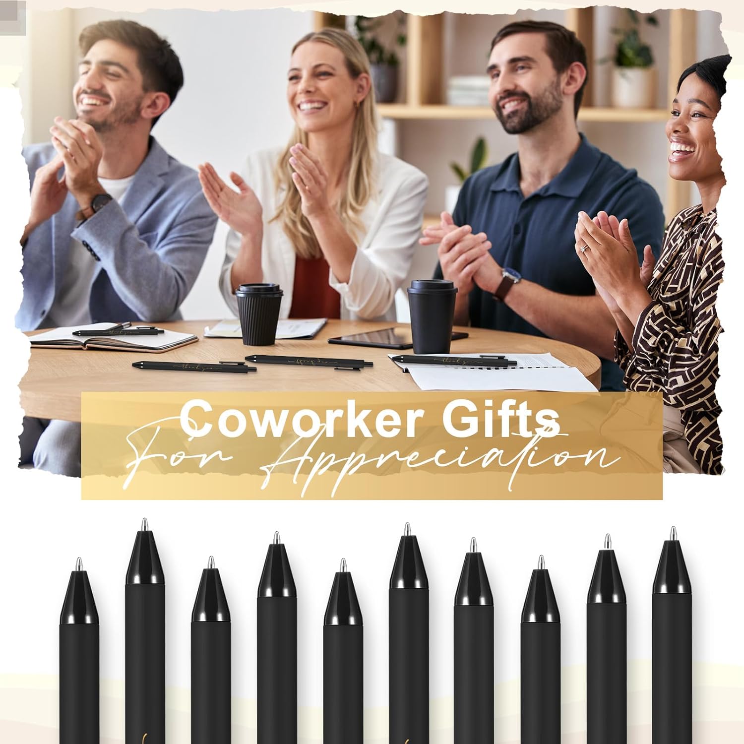 100pcs Thank You Pens Bulk Cute Multicolor Ballpoint Pen for Server Employee Appreciation Gifts for Social Worker Wedding Teacher Coworker Office Staff Team Nurse Baby Shower Party (Black)