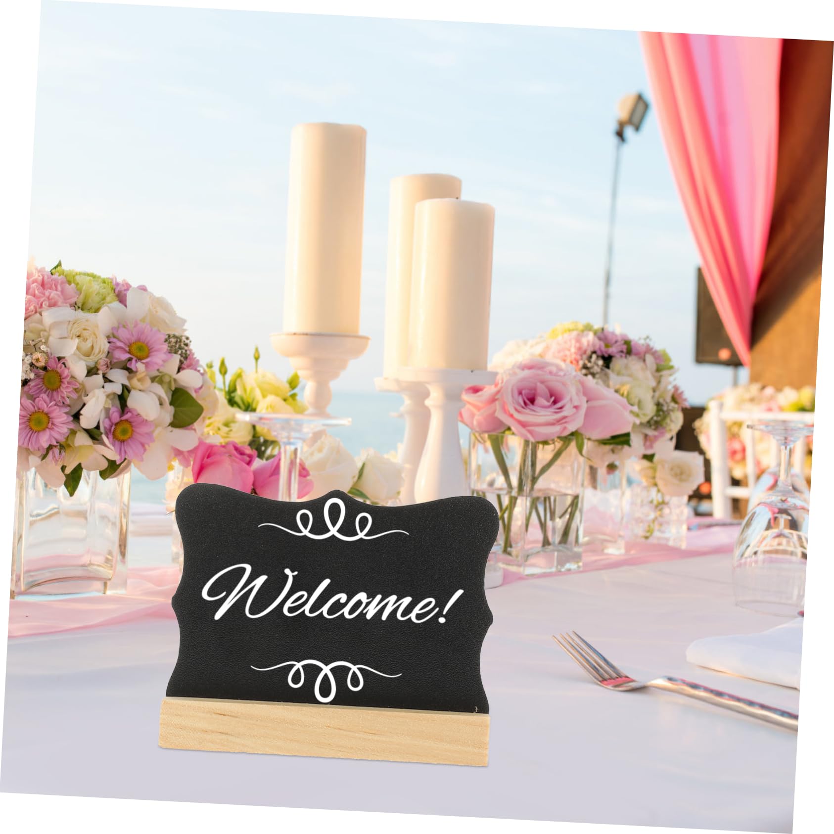 DOITOOL 4 Ensembles Mini Tableaux Bois Double Face Pour Messages Pour Décoration De Buffet Mariage Anniversaire Et Boutique 5 Pièces * 4