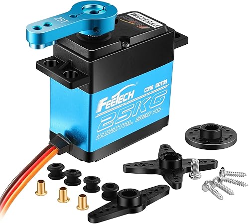 Vista 13 de FEETECH Servomotor de 77.2 lbs 7.4 V de alto voltaje impermeable de alto par RC servo servo de metal completo servo digital, caja de aluminio