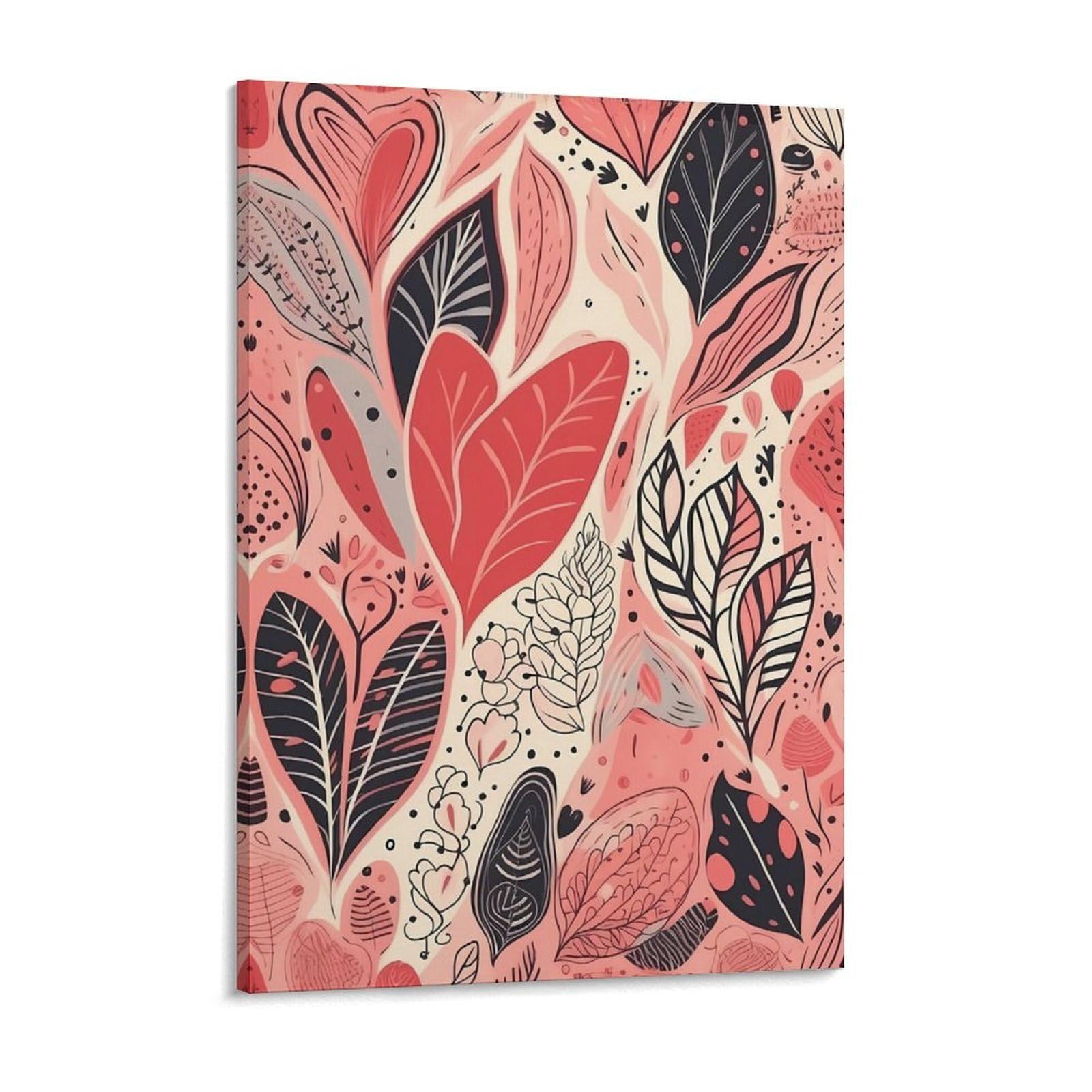NTVOWPZO Leaves of Different Shapes Canvas Wall Art for Bedroom 12x16inch Canvas Prints Artwork for Walls Modern Picture Artwork Painting for Living Room Aesthetic Wall Paintings for Bathroom Kitchen