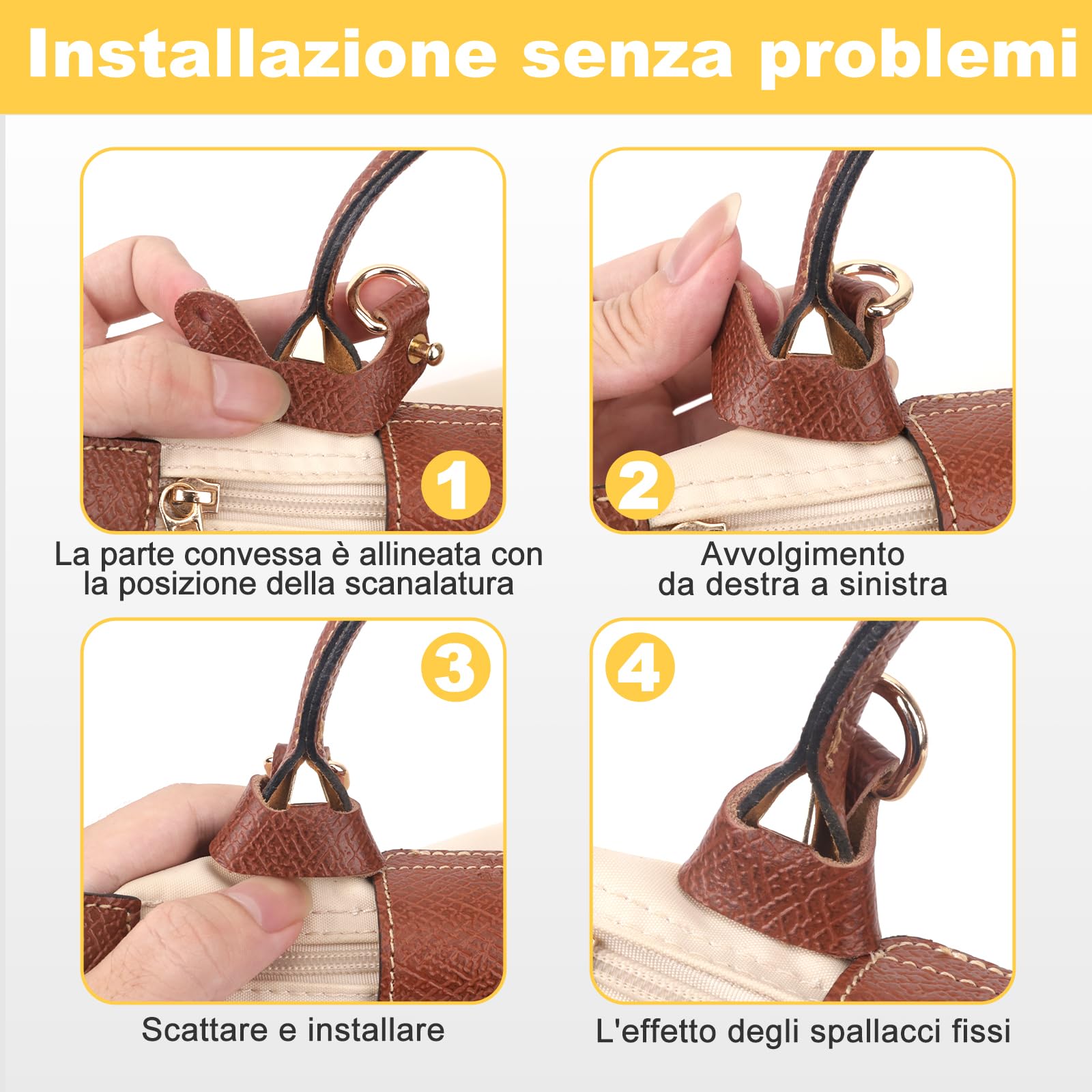 Tracolla Per Borsa Marrone Tracolla Sostitutiva Per Borse Tracolla Regolabile In Pelle Marrone Per Borse Mini - Larghezza 0.9 Cm, Con 2 Adattatori, Senza Foratura Manici Per Tracolla Per Borse - 7