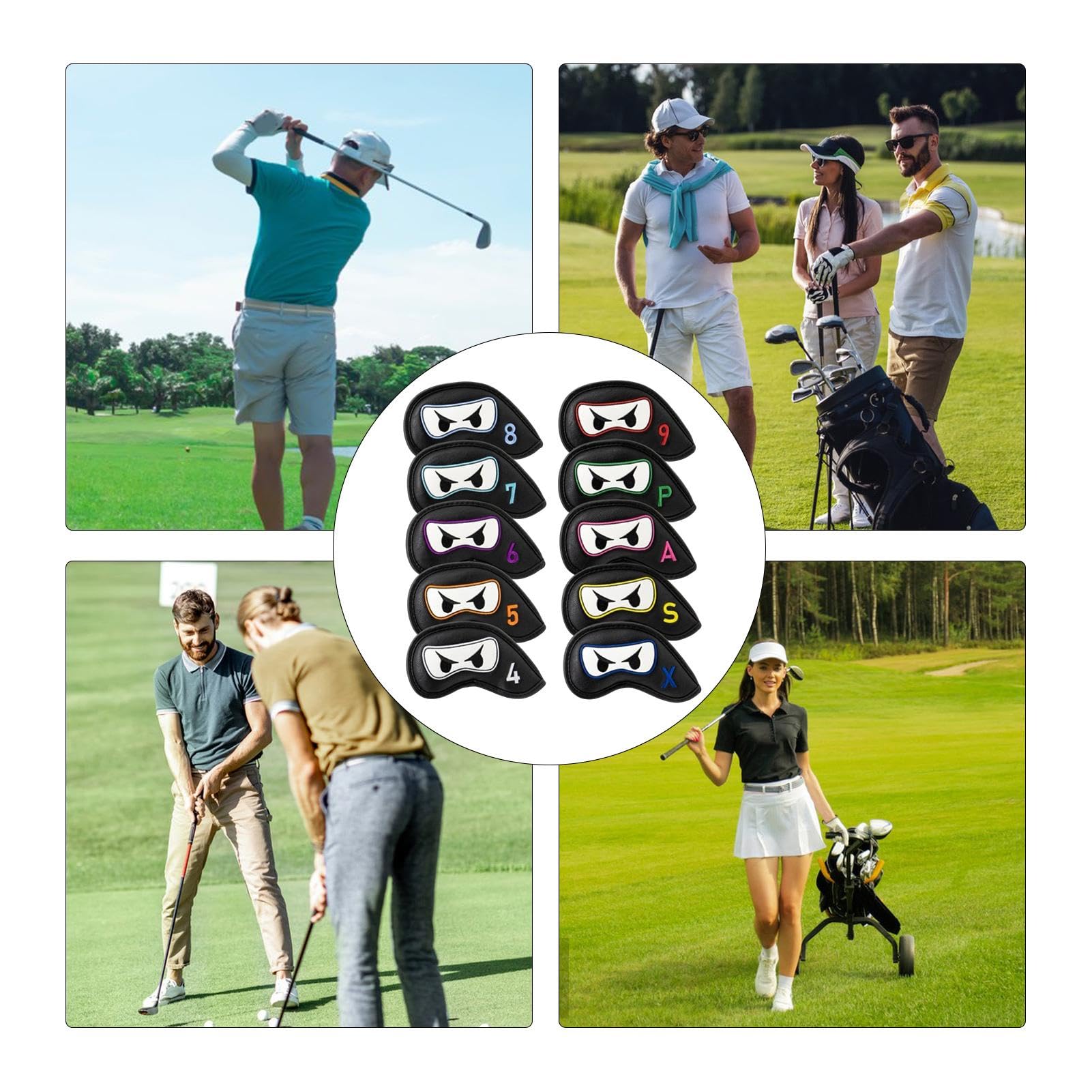 Juego de 10 gorros de golf de piel sintética bordada con cierre magnético, para la mayoría de los palos de golf