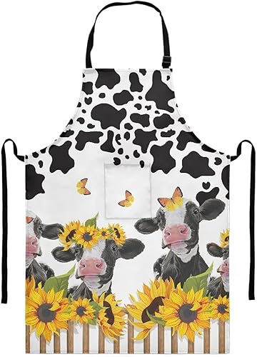 Delantal de cocina para mujeres y hombres, delantal de girasol, perezoso, lobo, animales, estampado, extra largo, delantal de cocina ajustable