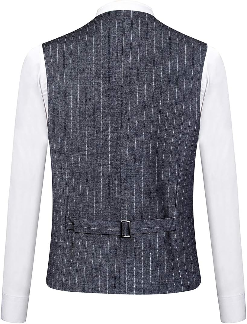Mens 3 Piece Pinstripe Suit Slim Fit Casual Dress Suits Blazer + Vest + Pants - Image 6