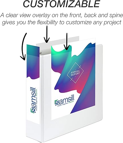 Vista 332 de Samsill Carpeta duradera de 1.5 pulgadas, fabricada en los Estados Unidos, carpeta de anillos en D, carpeta transparente personalizable, surtido