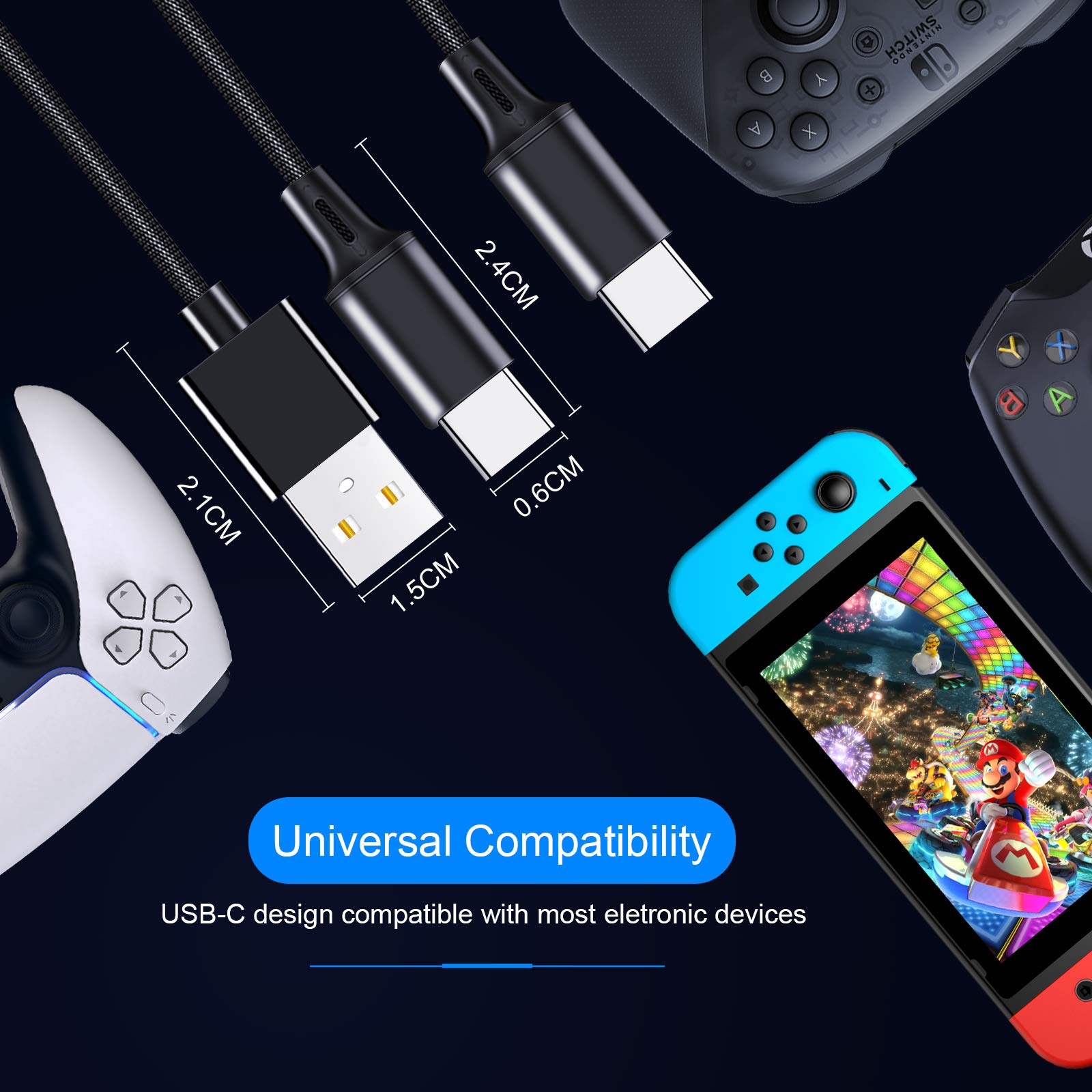 Buy AKNES PS5 Xbox Series Controller Charging Cable, 2 in 1 USB C Fast