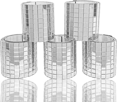 Yeehlmer Azulejos de discoteca de espejo de cristal, 2400 unidades, 0.197 x 0.197 in, autoadhesivos, azulejos de espejo para decoración de