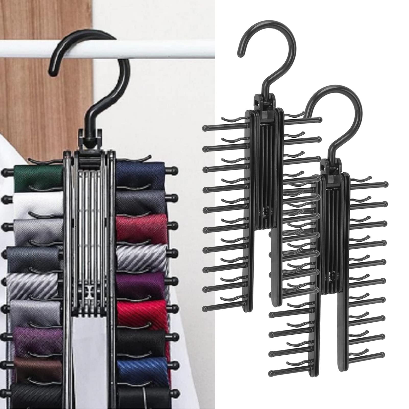 jlceh Tie Rack | 360 graden roterende hangers voor kast | hangers voor kast, kast organizer opslag voor sjaals riemen stropdassen kleding tassen schoenen sjaal