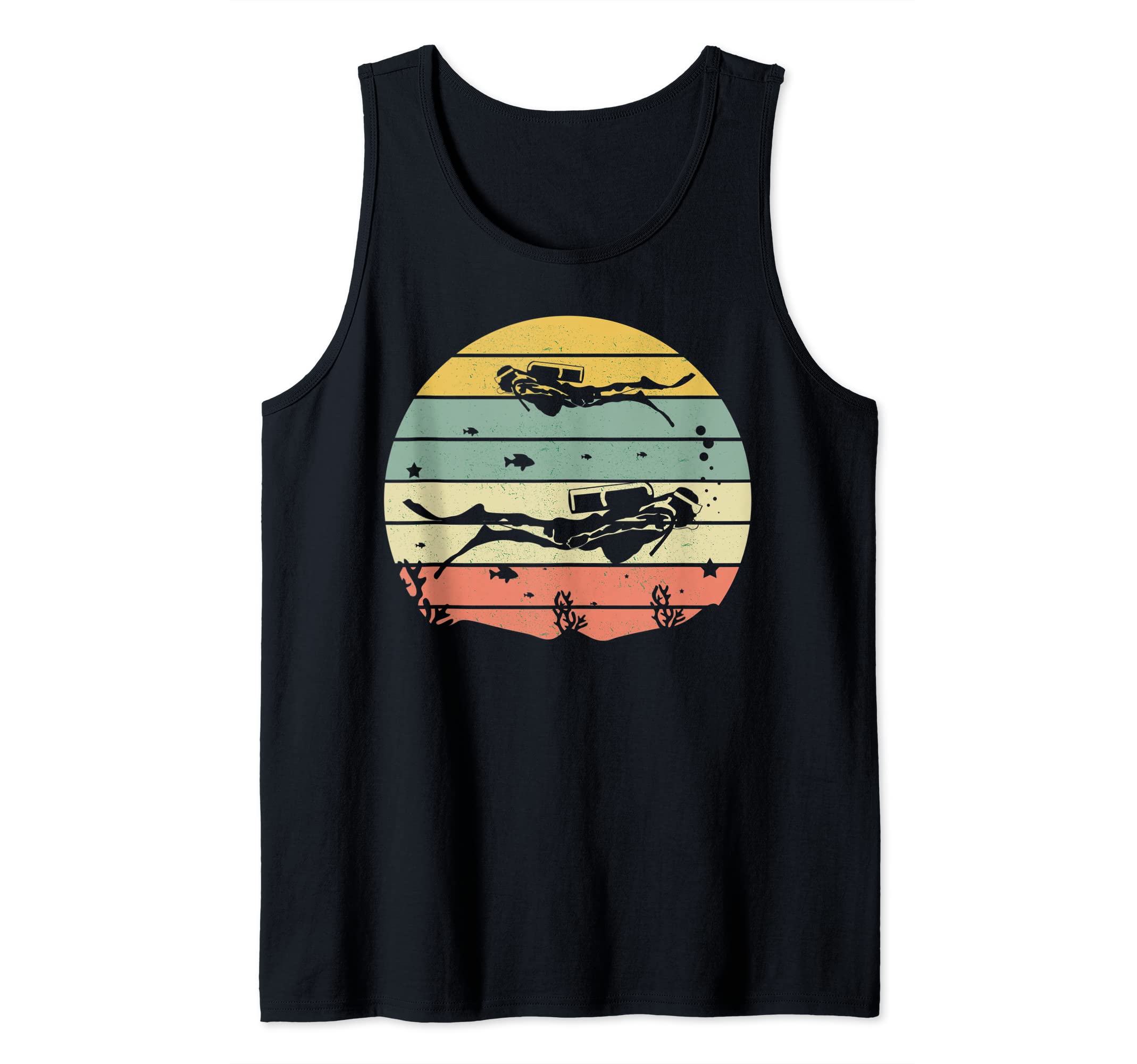 Diving Vintage Design Tank Top, Black