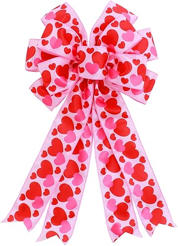 Decoraciones para el día de San Valentín, 11 x 20 pulgadas, lazo para decoración del árbol del día de San Valentín con corazón, decoración de lazo