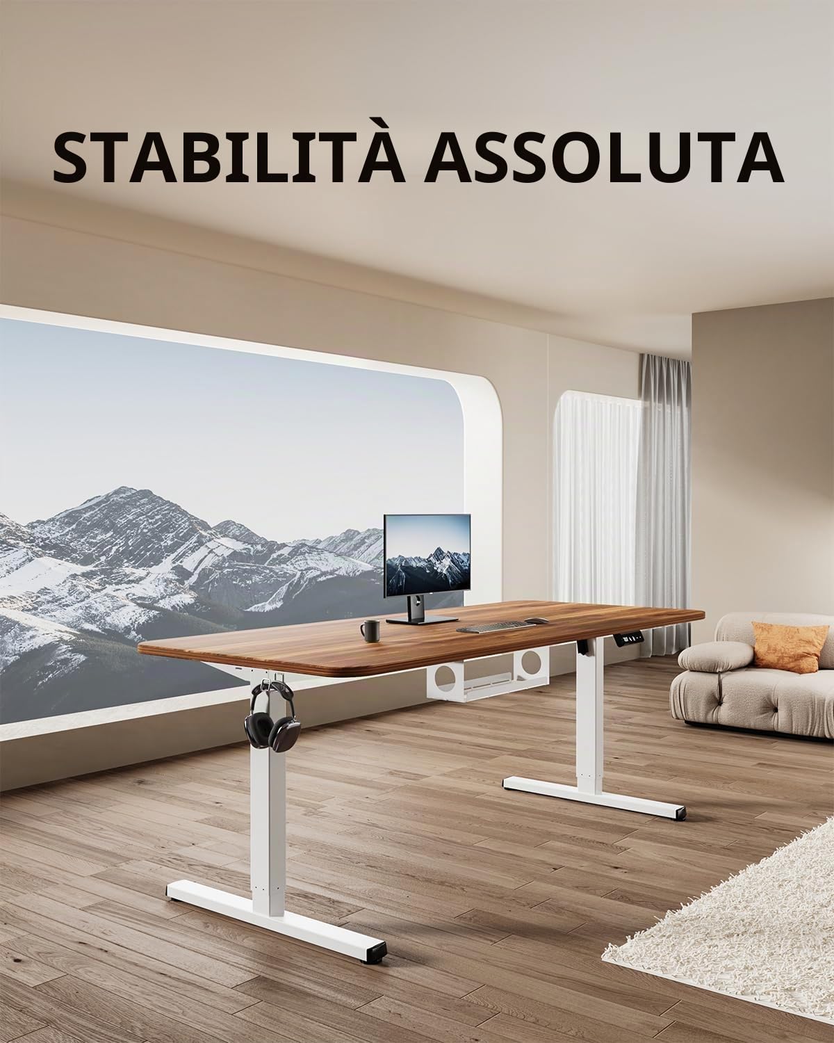 Struttura da scrivania regolabile in altezza, con vaschetta per cavi, struttura da tavolo regolabile in altezza elettrica con motore potente, controller memory e funzione di protezione contro