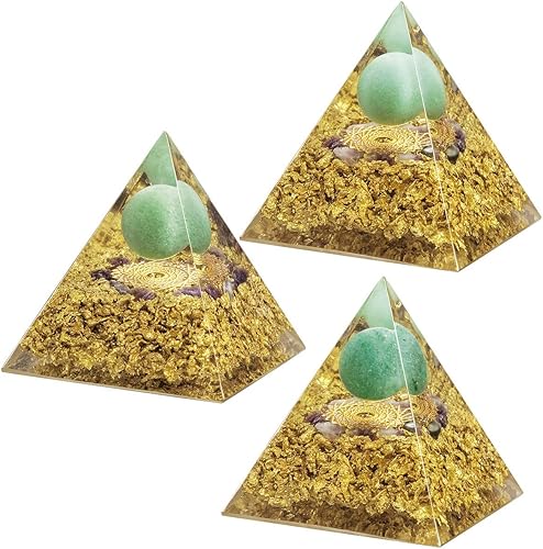 Miniatura 4 de Rockcloud The Crown Chakra Orgón Pirámide Verde Aventurina Bola de Cristal Reiki Equilibrio Generador de Energía para Mediación Yoga Casa Oficina