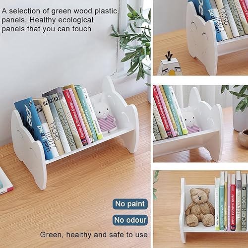 Miniatura 5 de Hggzeg Estantería para niños pequeña de escritorio para niños, estante de almacenamiento, organizador de libros blanco para habitación de niños