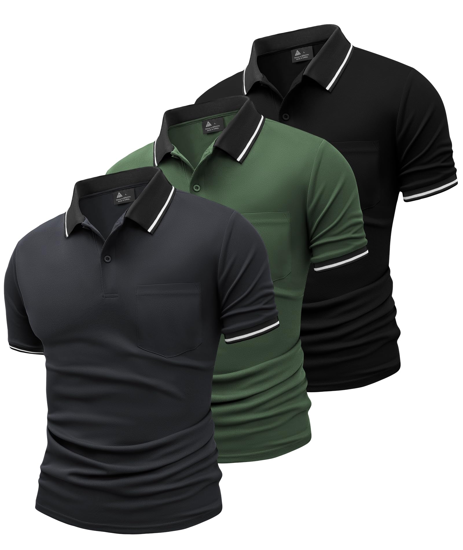 SwissWell 3er Pack Poloshirt Herren Kurzarm Golf Poloshirts Atmungsaktiv T-Shirt für Herren Polo Shirt