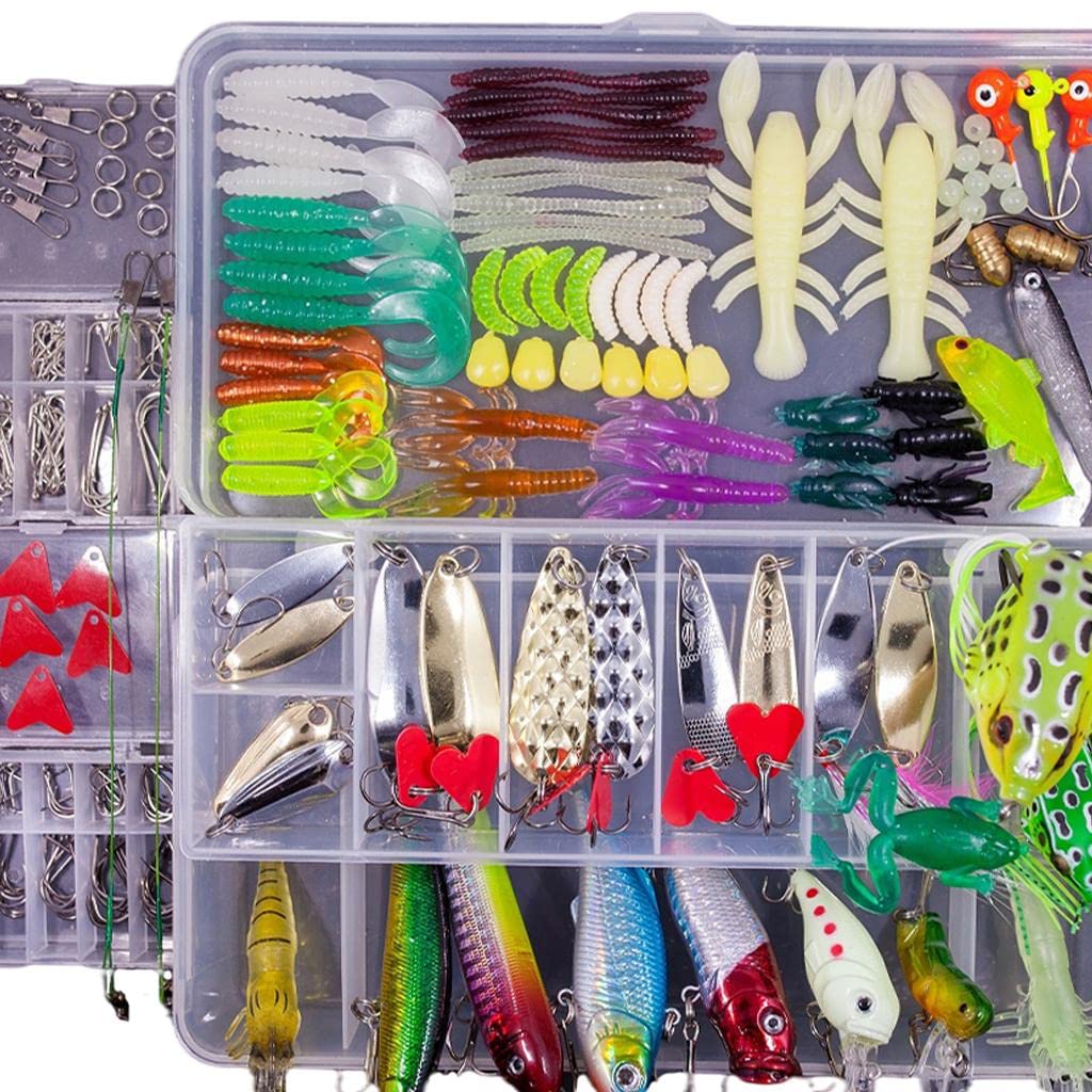 Angelköder Set Kunstköderbox Angelzubehör Angelhaken Metall Weichplastik für Angeln Im Ozean Süßwasser Geschenk Heimdekoration