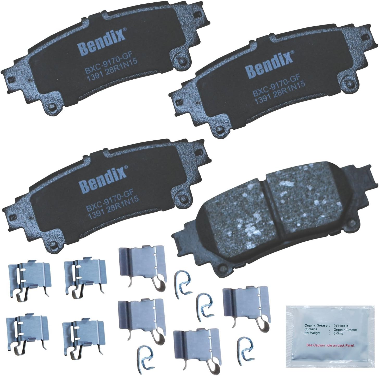 Bendix Premium Copper Free CFC1391 Ceramic Brake Pad (with Installation Hardware Rear)