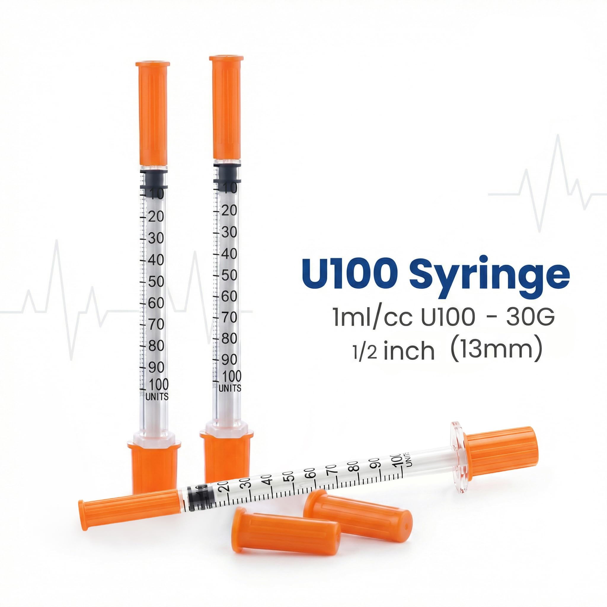 100 Pack 1ml U-100 Syringes 30G 1/2 Inch, Accurate Precise Scale, Minimal Waste Design, Individually Wrapped — Amazon image 2