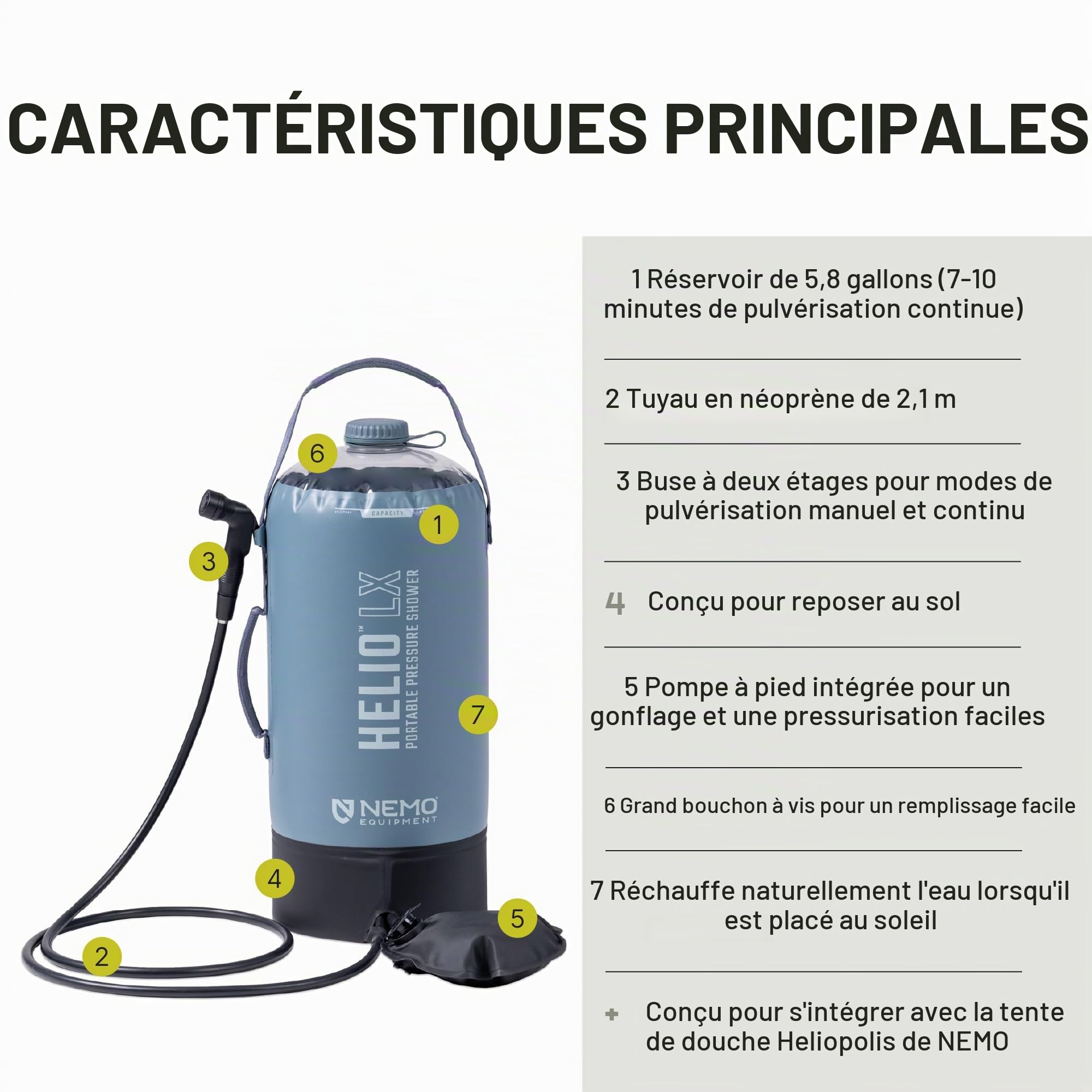 NEMO Helio - 11 L - Douche Portable