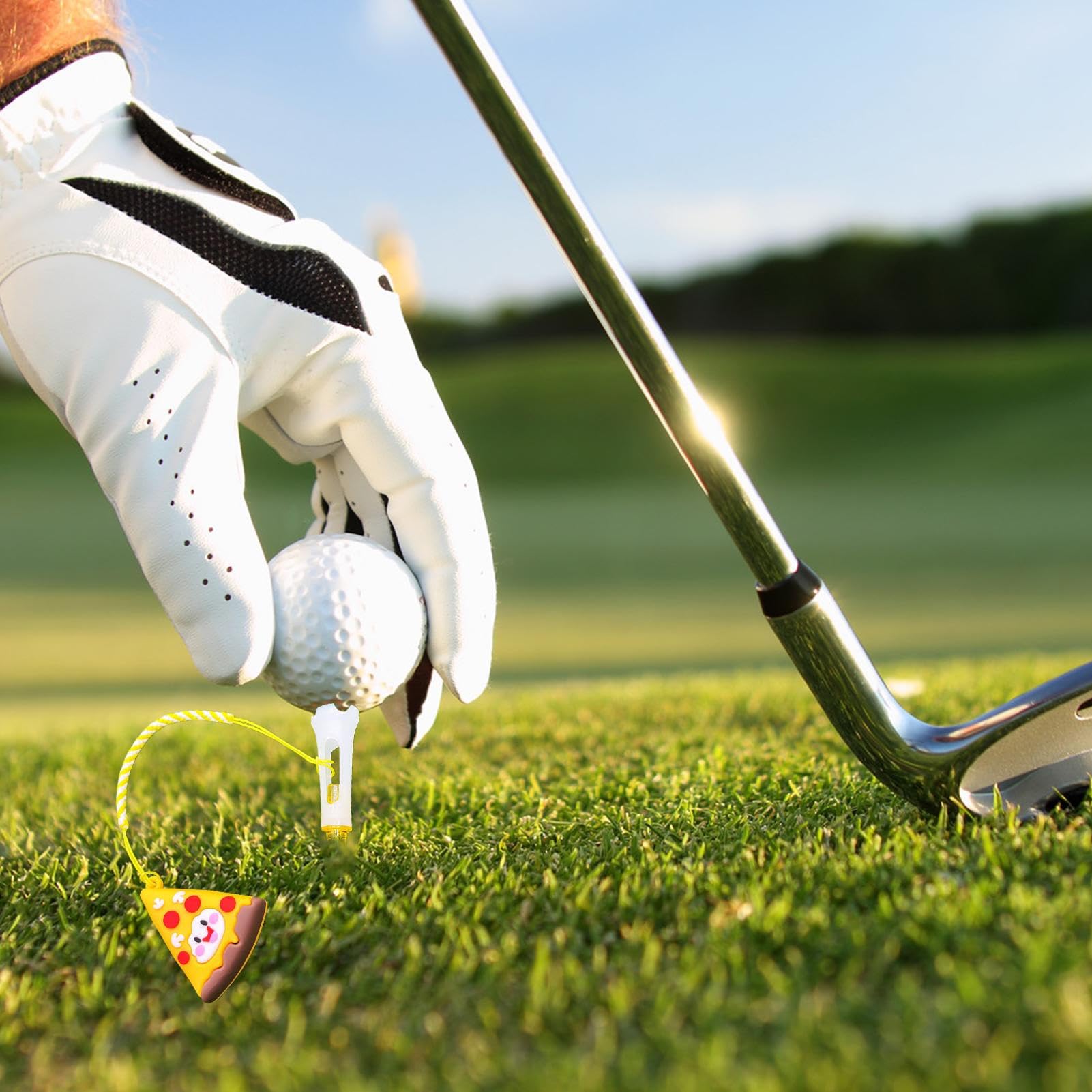 Wieszak Do Golfowych Tee | Zabawne Akcesorium Pierścieniowe Anti Lost do Tee Golfowych | Zabawny Akcesorium Treningowe Dla Golfistów Z Motywem Żywności Dla Ojca,