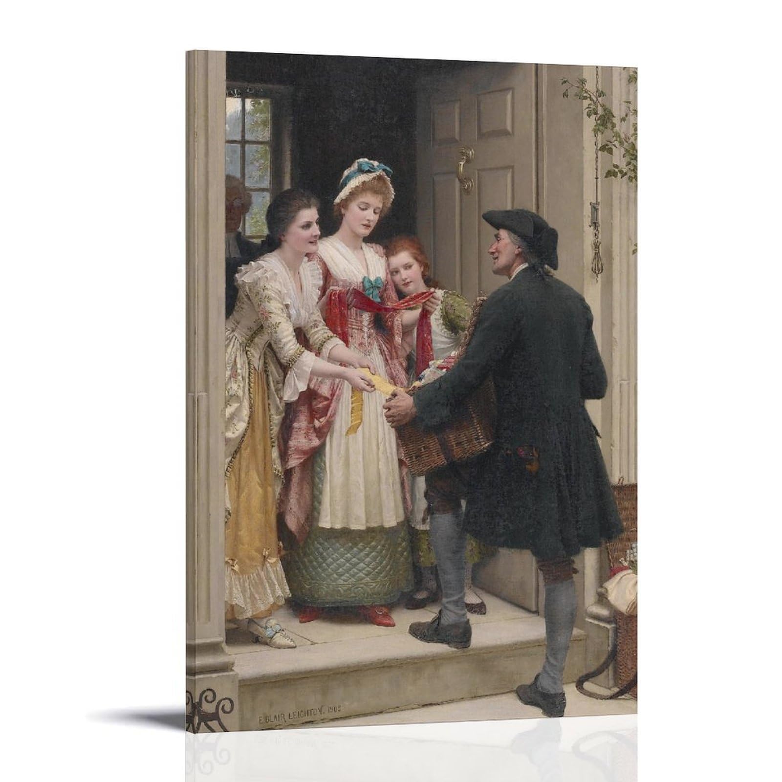 XuXueCC Edmund Blair Leighton Wandkunstdrucke, Gemälde, Poster, Bänder und Spitze, Leinwand, Wandkunstdrucke, Foto, Bild, Gemälde, Raumdekoration, Heimdekoration, Rahmen, 50 x 75 cm