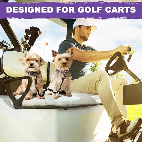 Miniatura 2 de Asiento de perro para dos perros, cinturón de seguridad para perro para carrito de golf, sin enredos, retráctil y ajustable, se adapta a todos los