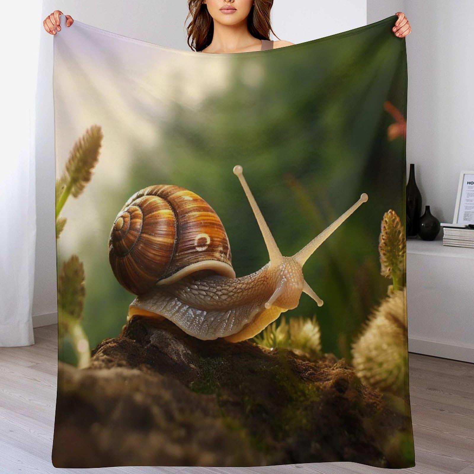 Plaid couverture polaire flannel douce escargots - Chaud et épais pour lit et canapé 130×180cm