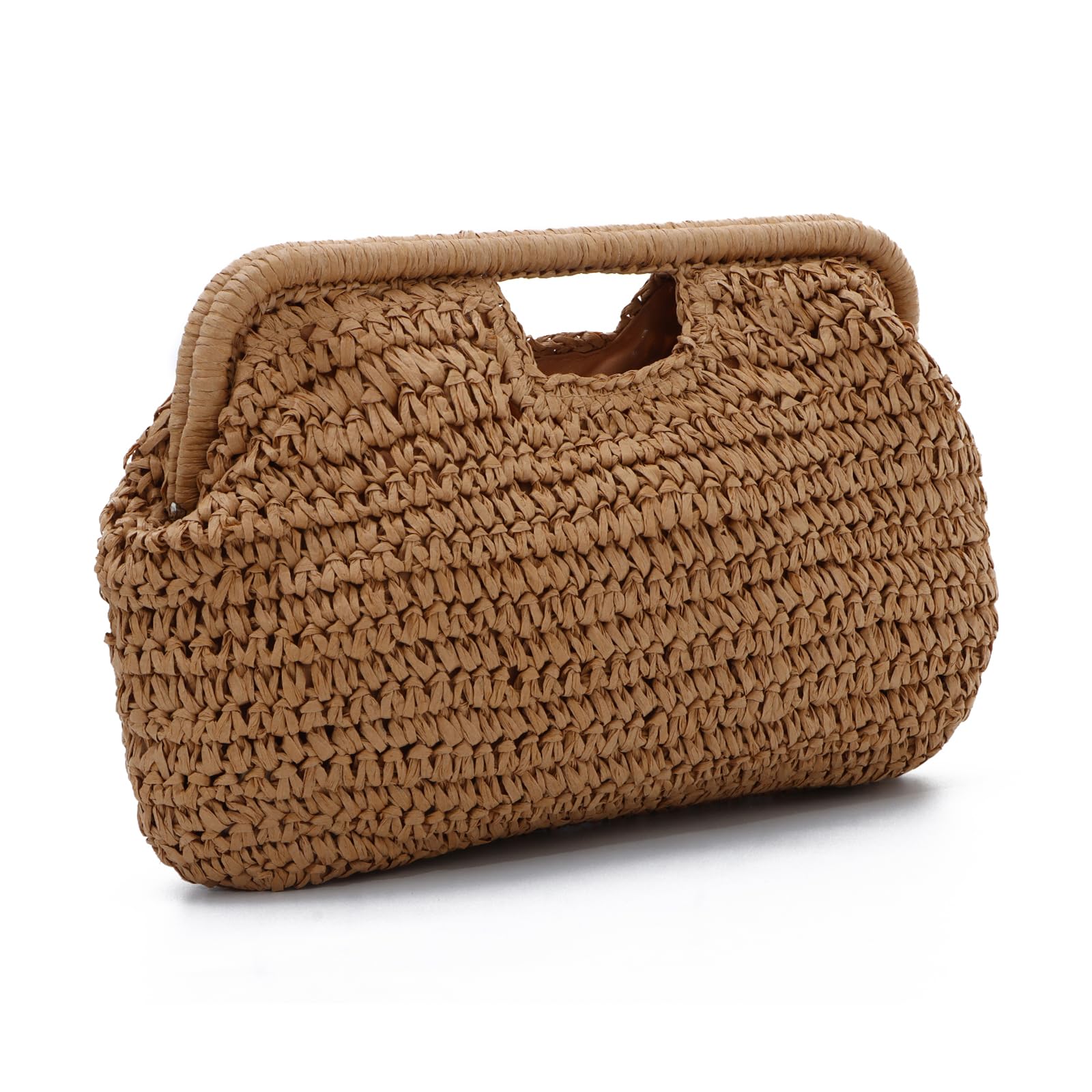 EVEOUT Clutch de Rafia Trenzada para Mujer Verano Cartera de Mano Rafia para Playa Vacaciones Boho Bolso Paja Tejido para Fiesta Bodas