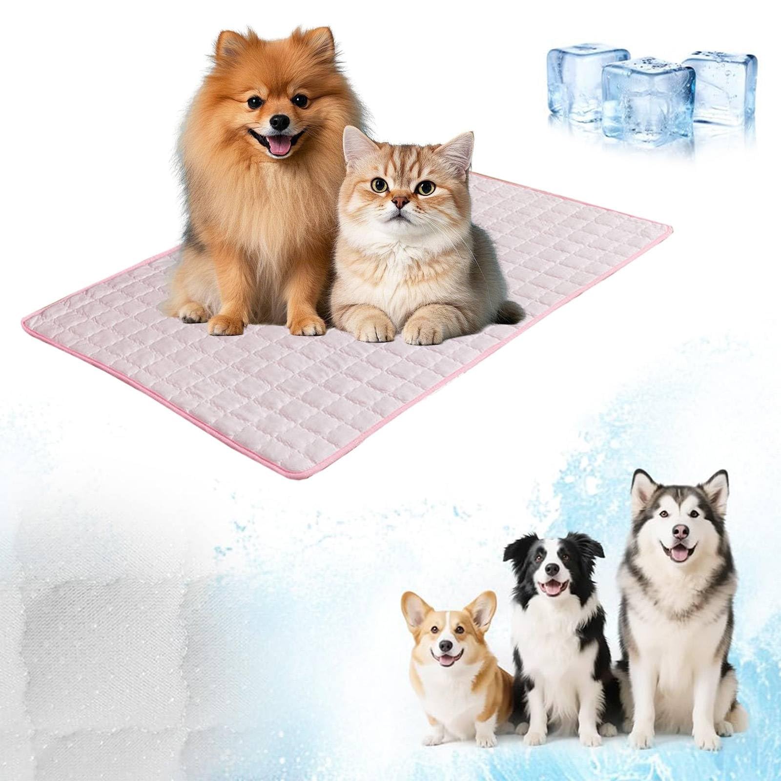 Ice Silk Cooling Mat for Dogs,Reusable Dog Cooling Mat,Cool Mat for Dogs Pet Self Cooled Pad,Washable Cat Cold Bed for Outdoor Indoor,Ice Blanket Keep Dog Cool in Summer, Pink,XL