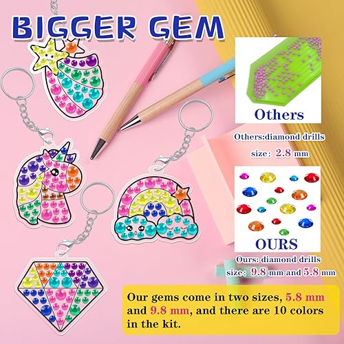 Miniatura 4 de WAHFNG Gem Art, kit de pintura de diamantes para niños, haz tus propios llaveros y atrapasoles  Artes y manualidades para niñas y niños de 6 a 12
