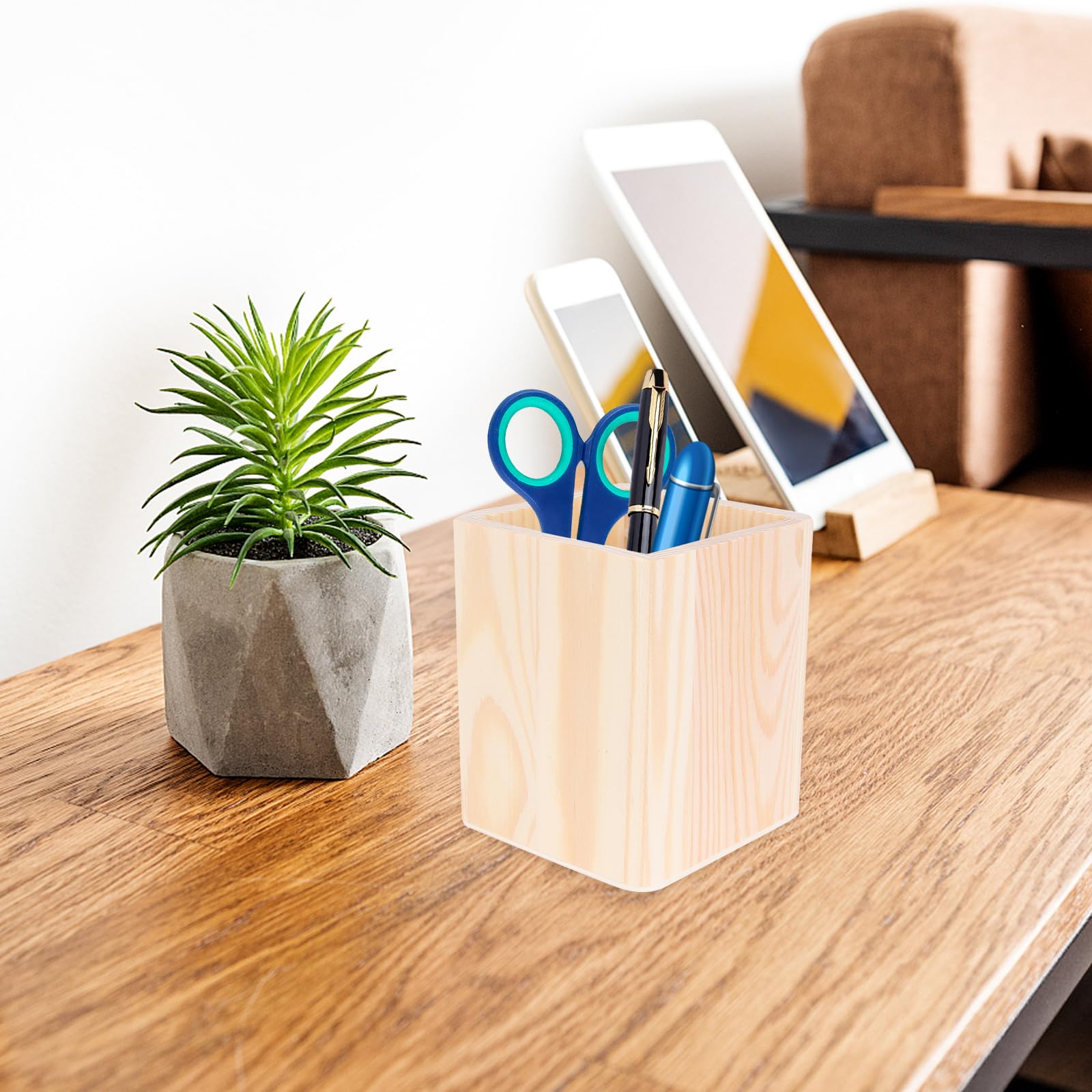 Cabilock Organizador De Oficina De Madera Con Compartimento Único 3.93X9.44X3.14In Contenedor Para Materiales Pequeños Caja Portalápices Sólido Ideal Para Escritorio Hogar Y Diy Graffiti