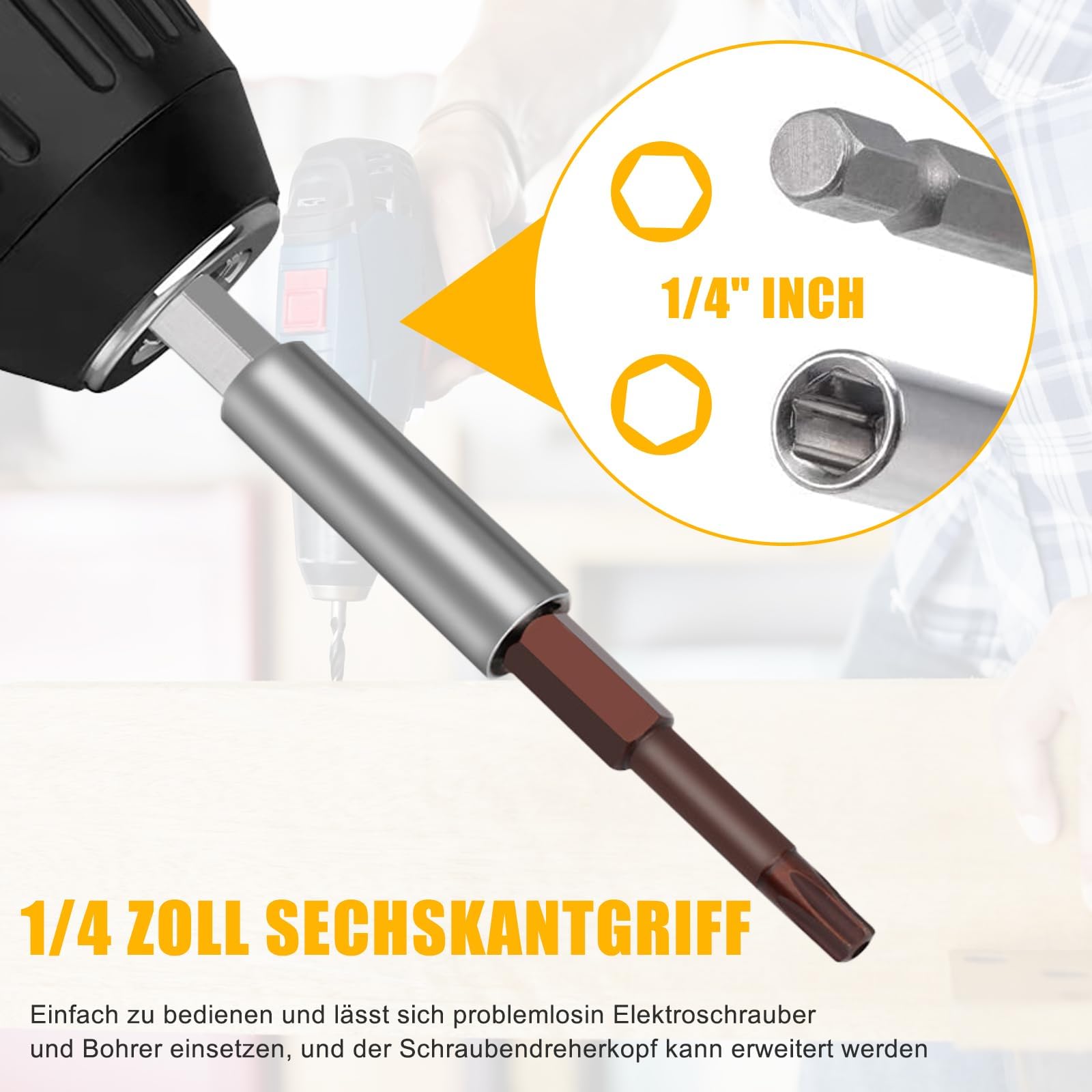 3 PCS Portainserti, Prolunga Esagonale da 1/4", Portabit Magnetico, Portabit per Trapano, Set di Bit a Cambio Rapido per la Maggior Parte Degli Avvitatori Elettrici, Punte e Bit, 60/100/150 mm
