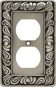 Franklin Brass 64044 Paisley Single Duplex Outlet Wall Plate / Switch Plate / Cover, Brushed Satin Pewter