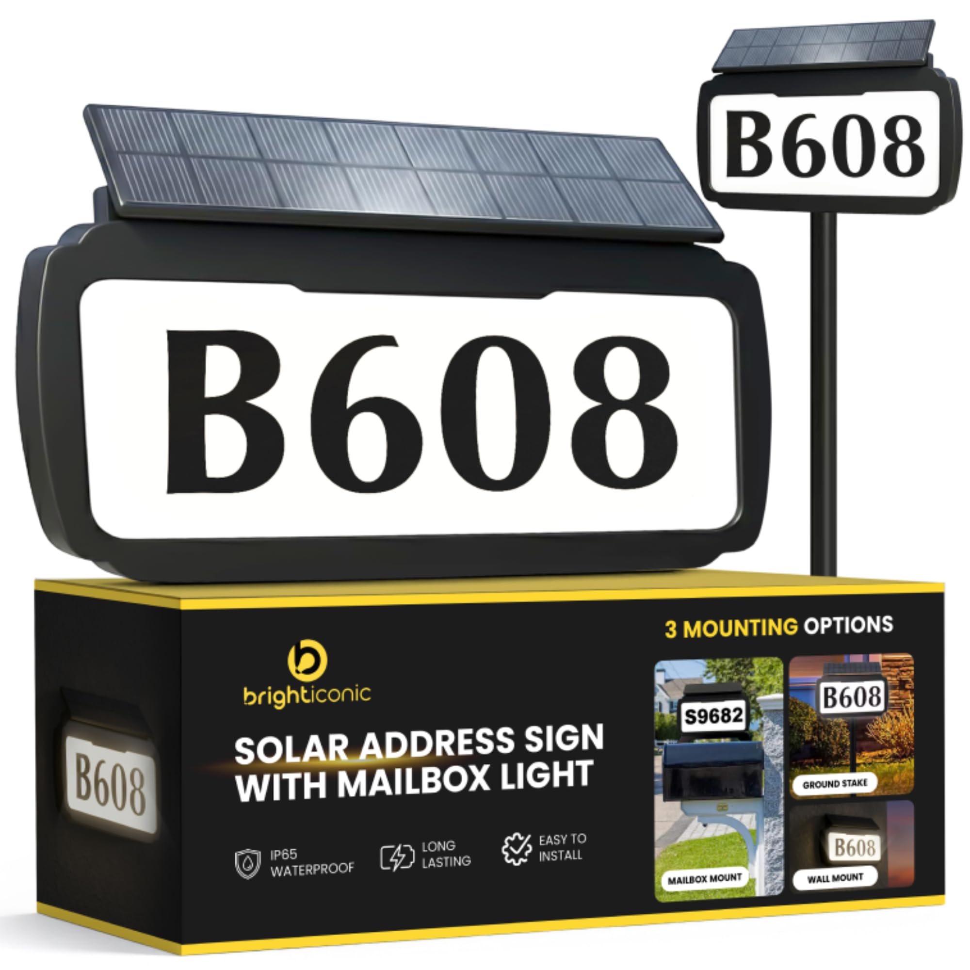 Numéro de maison LED solaire IP65 en ABS avec 3 modes couleur pour boîte aux lettres - 8