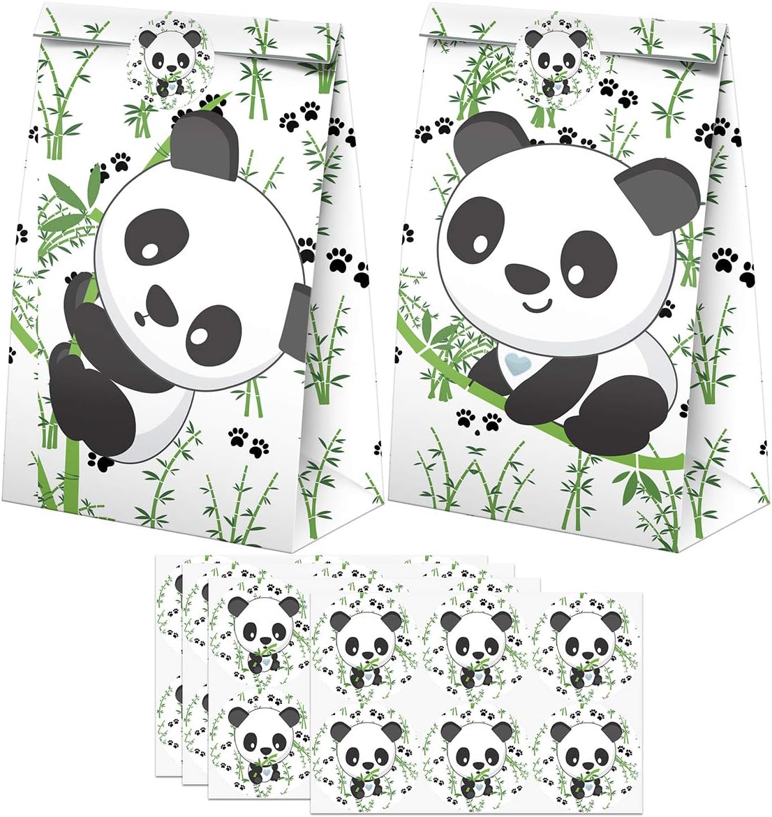 Panda Goodie Bags-24 Pcs Panda Party Favors Candy Bags with Stickers, Panda Goody Gift Treat Bags Panda Themed Birthday Party Supplies