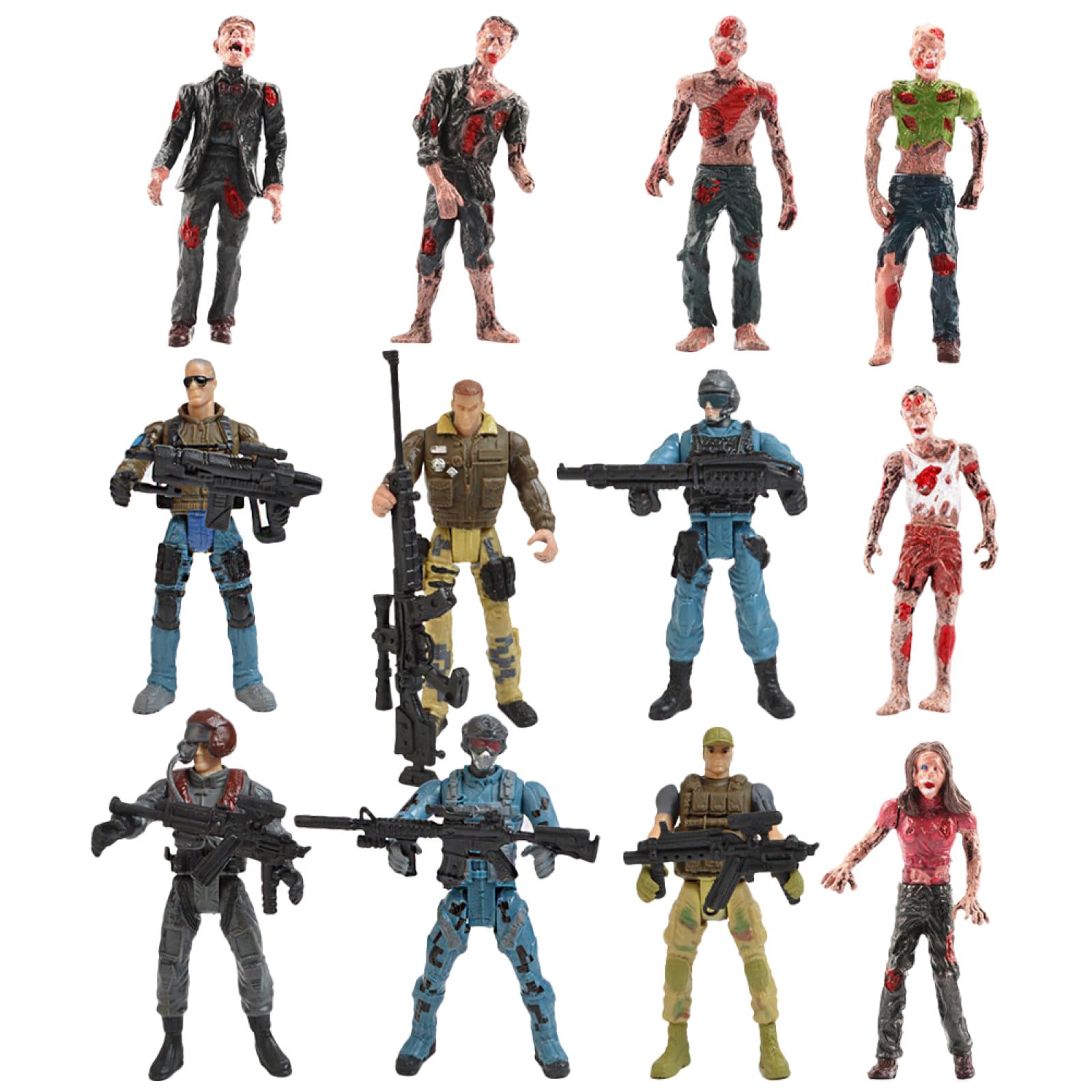 SUPVOX Set di Soldatini Militari 12 Pezzi in Plastico, Modelli 10cm | Articolazioni Mobili, Gruppo Mercenario Tema Zombie, Bordi Lisci senza Sbavature Stile Casuale