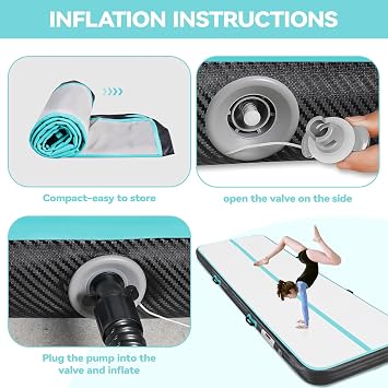 Inflatable Tumbling Gym Mat 10cm/20cm high 2M/3/4M/5M/6M/7M/8M/9M/10M/11M/12M Inflatable Air Gymnastics Mat Training Mats Gymnastics tumbling mat with Air Pump