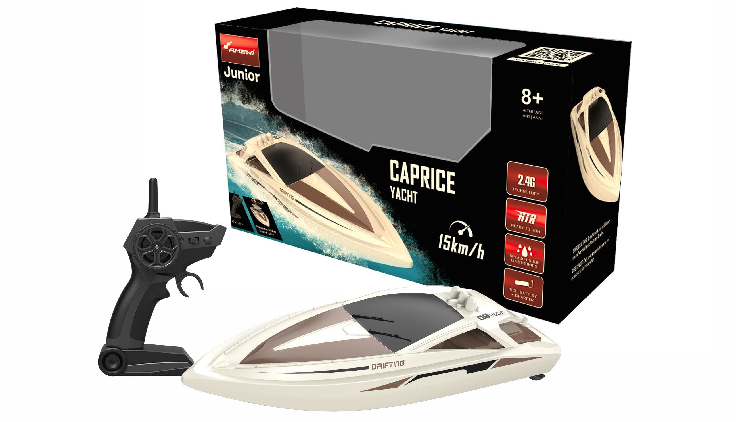 Amewi Caprice Yacht 380mm 15 km/h RTR, marrone/bianco crema RC telecomandato