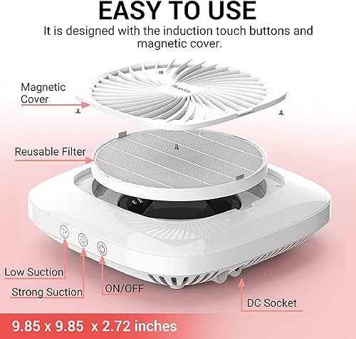 Miniatura 4 de MelodySusie Colector de polvo de uñas con filtro reutilizable con lámpara LED UV MelodySusie para uñas, luz UV profesional de 48 W para esmalte de