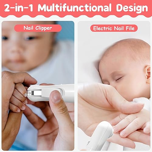 Miniatura 3 de Cortador de uñas eléctrico para bebés, kit de lima de uñas seguro para recién nacidos, niños pequeños o adultos, cuidado de uñas de los pies, con