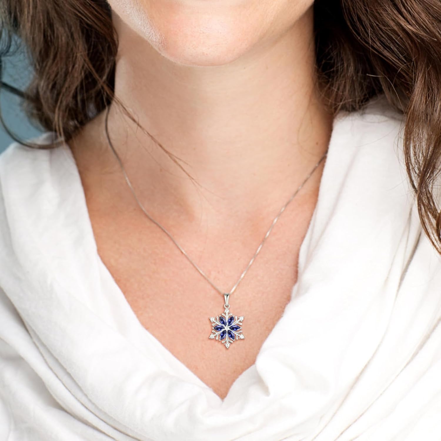 STARCHENIE Snowflake Pendant Necklace for Women 925 Sterling Silver Birthstones Jewelry - Image 2