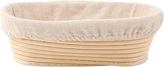 11 inch Oval Long Bread Proofing Basket,Banneton Brotform Bread Dough Proofing Rising Rattan Handmade Basket with Linen Liner Cloth (Oval 28 * 14 * 8cm)