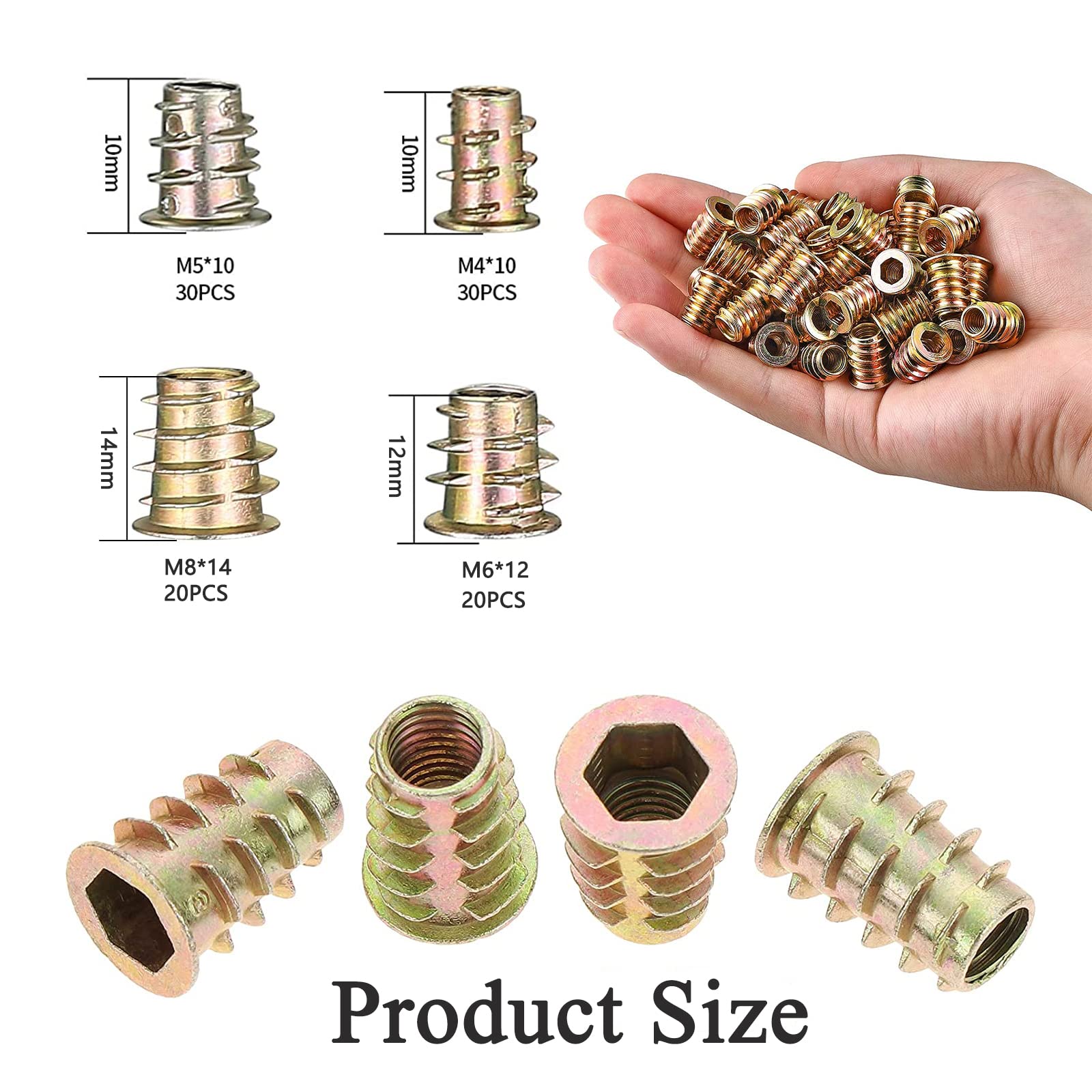 100 Dadi Per Avvitamento In Lega Di Zinco - M4 M5 M6 M8 Per Mobili In Legno | Filettatura Esagonale - Foto 7