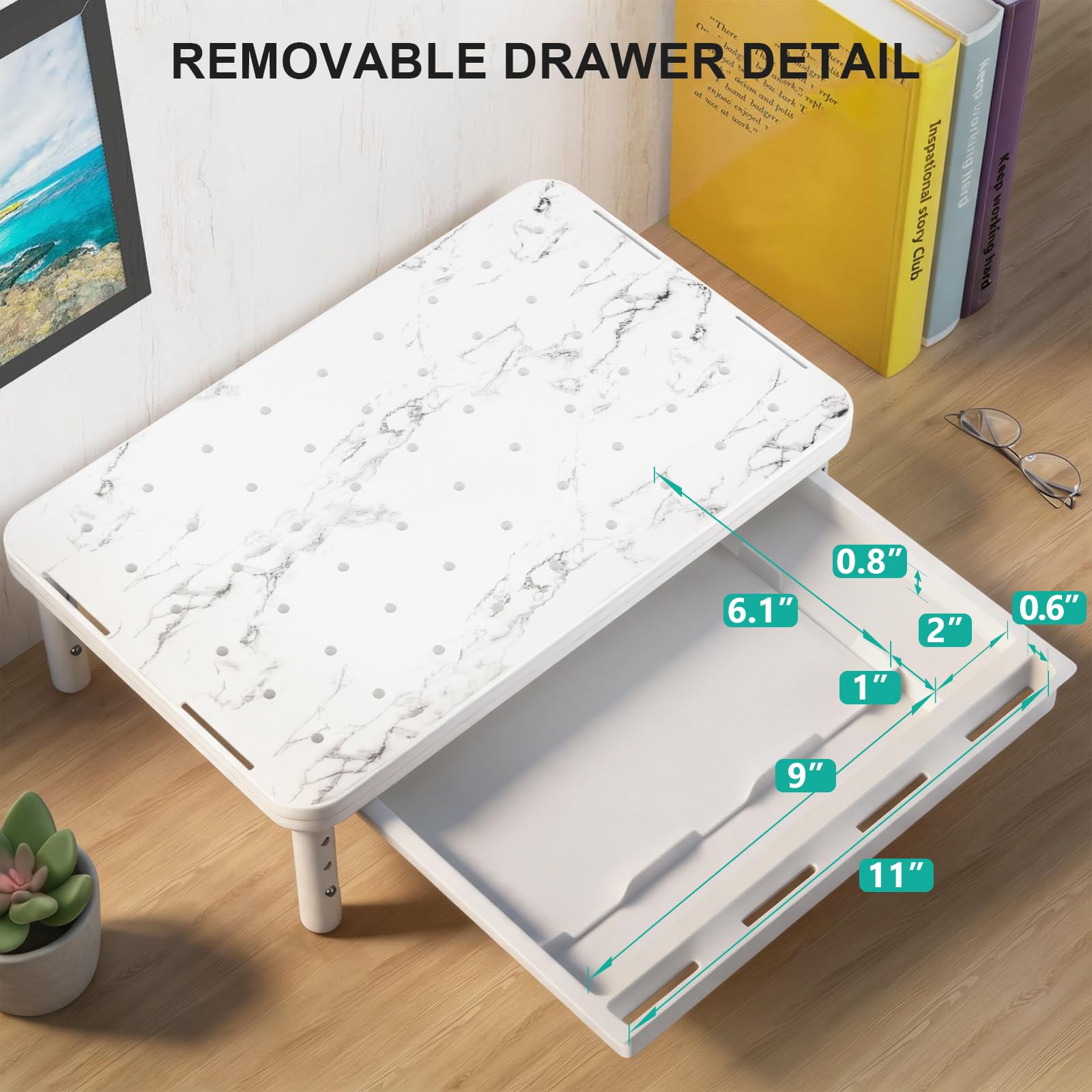 WALI Computer Monitor Stand with Storage, Monitor Riser 3 Height Adjustable view 8