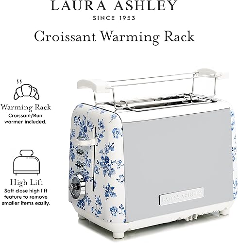 Miniatura 6 de VQ Laura Ashley China Rose - Tostadora de 2 rebanadas de acero inoxidable  Tostadora multifuncional de bagels y pan de 2 rebanadas con modo de