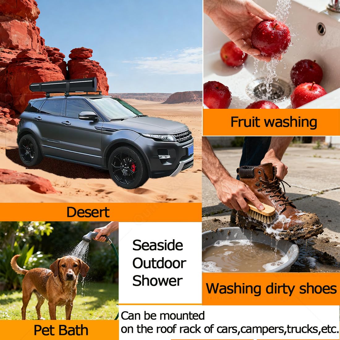 Campingdusche Camping Dusche Outdoor,Dachträger Druck Wassertank,Außendusche Solar mit Luftpumpe,Duschbrause Schlauch,Auf Dachträger für Geländewagen,Pickups Und Suvs 18L