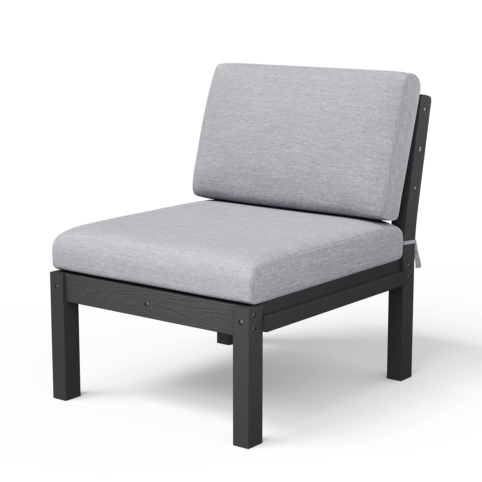 Stoog Modular Armless Chair - Interlocking HIPS Frame Waterproof Seat for Building Sectional Sofas, Black